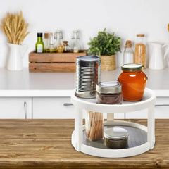 Twin Turntable Desktop Organizer with Rotating Layers