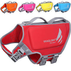 VIVAGLORY Lightweight Dog Life Jacket Pet Life Preserver Life Vest Skin-Friendly Neoprene for Large Dogs with D-Ring and Quick Release Buckle Red
