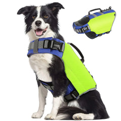 Pawaboo Dog Life Jacket Reflective Dog Safety Vest Adjustable Pet Life Preserver with Strong Buoyancy & Sturdy Rescue Handle Ripstop Dog Lifesaver Vests for Swimming Boating - Bright Yellow L