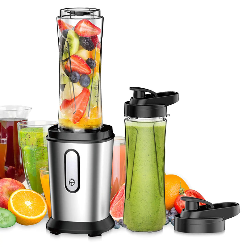 300W Electric Smoothie Blender Mini Blender with 2 Portable 20oz Tritan Bottles BPA-Free Smoothie Blender with 4 Stainless Steel Blades Smoothie Blender for Baby Milkshake