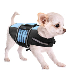 Queenmore Small Dog Life Jacket Adjustable Pet Life Vest for Small and Medium Dogs with High Buoyancy Rescue Handle Reflective Bands for Boating Canoeing Swimming