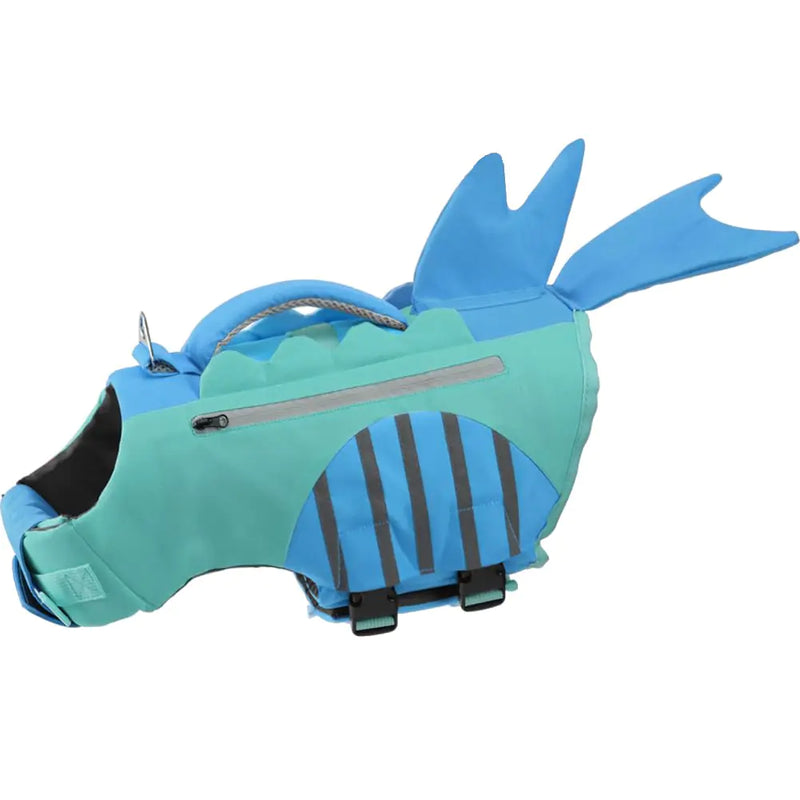 EMUST Dog Floating Vest Dog Shark Life Jacket Pockets Design Small Dog Vests with Pockets Dog Lifesaver for Swimming Boating Water Blue S