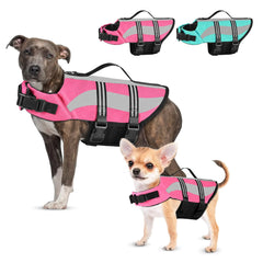 Petbank Dog Life Jacket with Reflective Stripes Adjustable High Visibility Dog Life Vest for Boating Ripstop Dog Swimming Vest with High Flotation for Small Medium and Large DogsPinkM…